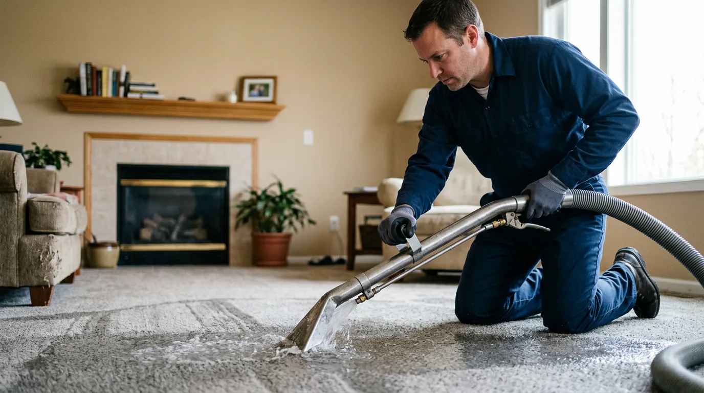 Water damage restoration technician working near Spalding, NE